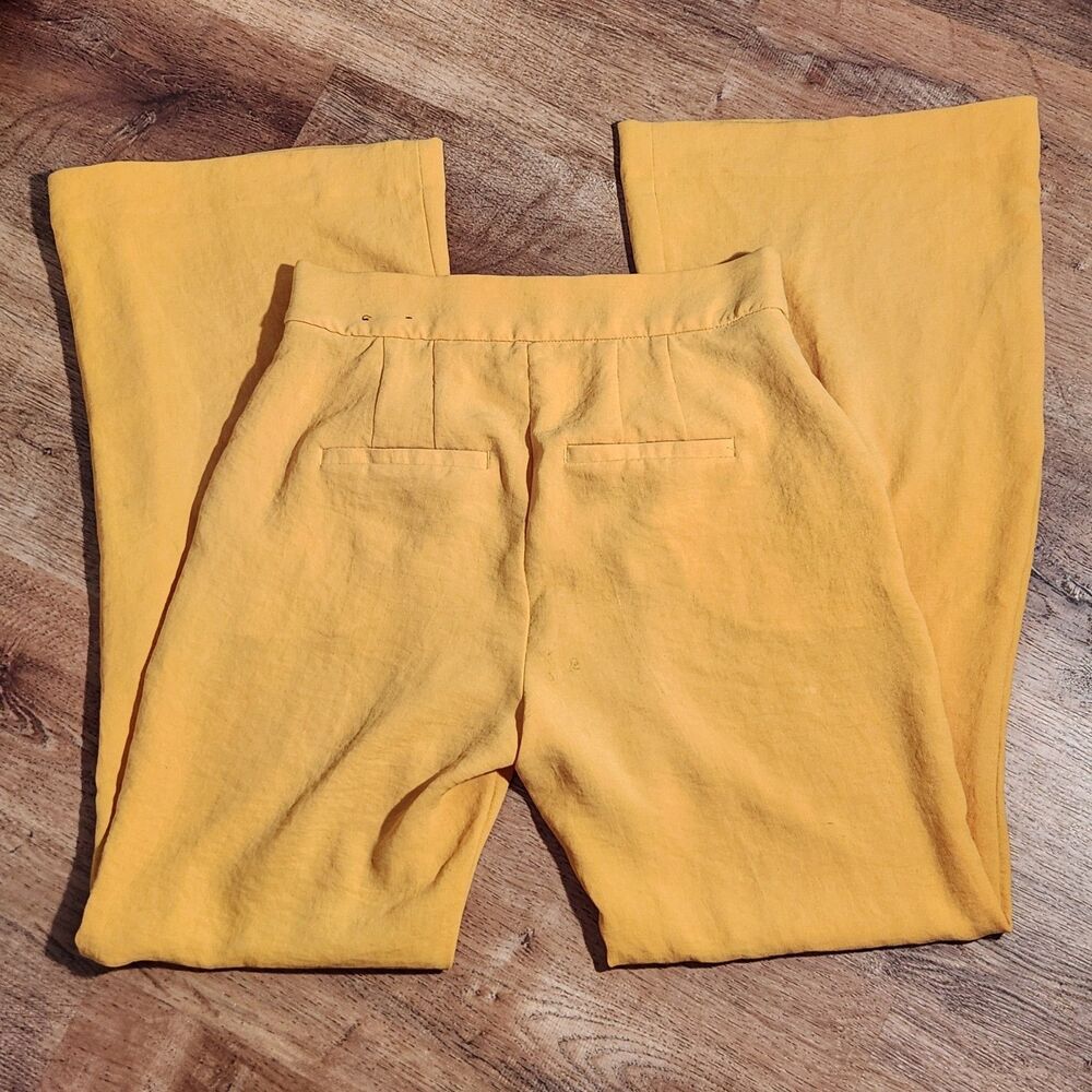 EXPRESS Editor Relaxed Trouser Mustard Yellow Size 8R Mid Rise Dress Pants - Picture 5 of 8